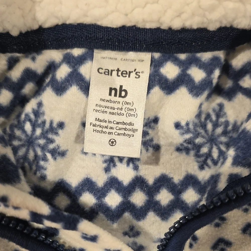 Carter's Navy and White Snowflake Footie